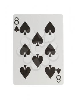 Old playing card (eight) isolated on a white background