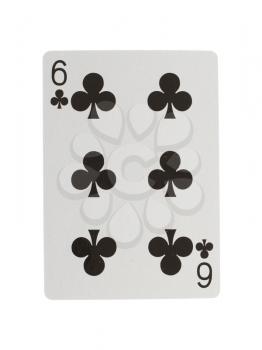 Playing card (six) isolated on a white background