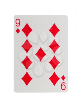 Playing card (nine) isolated on a white background