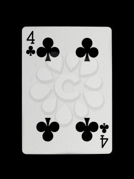 Playing card (four) isolated on a black background