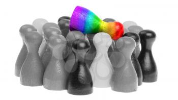 Outcast pawn, pawn in the colors of the rainbow flag