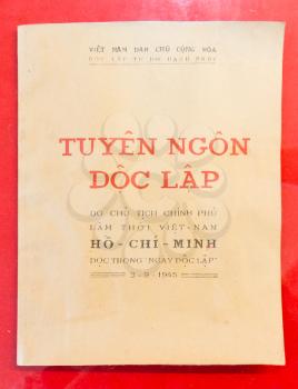 The original decleration of independence of Vietnam on display in Saigon (Vietnam)