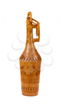 Old wooden bottle made in Surinam, isolated on white
