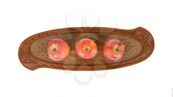 Small wooden tray from Suriname, isolated on white