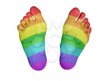 Feet with a rainbow flag pattern, isolated