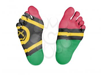 Feet with flag, sleeping or death concept, flag of Vauatu