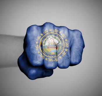 United states, fist with the flag of a state, New Hampshire