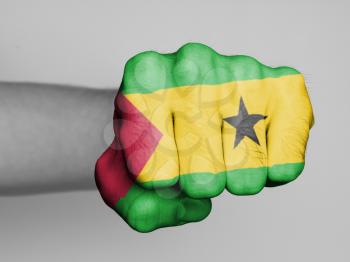Fist of a man punching, flag of Sao Tome and Principe