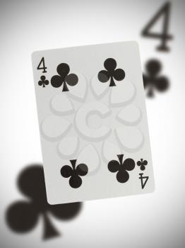 Playing card with a blurry background, four