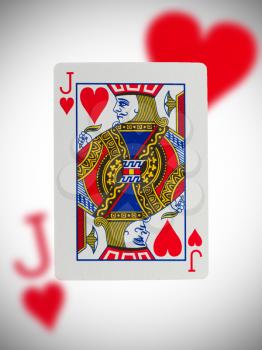 Playing card with a blurry background, jack of hearts