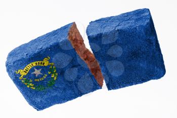 Rough broken brick, isolated on white background, flag of Nevada