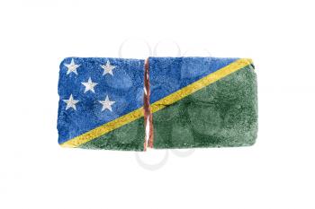Rough broken brick, isolated on white background, flag of The Solomon Islands