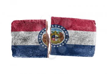 Rough broken brick, isolated on white background, flag of Missouri