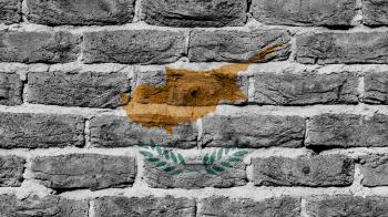 Very old brick wall texture, flag of Cyprus