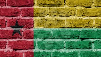 Very old brick wall texture, flag of Guinea-Bissau
