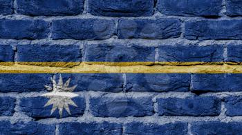 Very old brick wall texture, flag of Nauru
