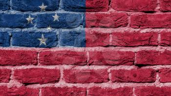 Very old brick wall texture, flag of Samoa