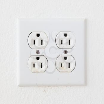 North american electrical outlaet on a white wall