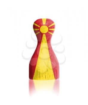 Wooden pawn with a painting of a flag, Macedonia