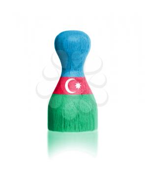 Wooden pawn with a painting of a flag, Azerbaijan