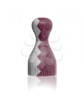 Wooden pawn with a painting of a flag, Qatar