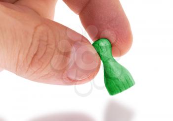 Wooden pawn with a solid color painting, Green