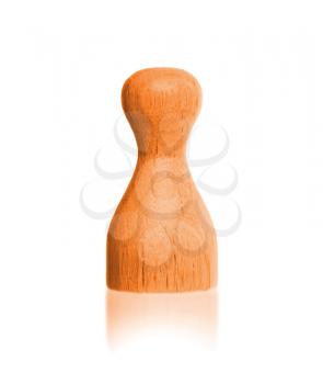 Wooden pawn with a solid color, orange