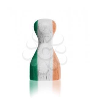 Wooden pawn with a painting of a flag, Ireland