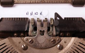 Vintage inscription made by old typewriter, smileys