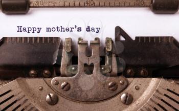Vintage inscription made by old typewriter, happy mother's day