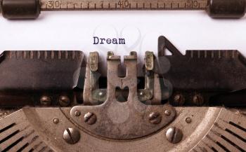 Vintage inscription made by old typewriter, dream