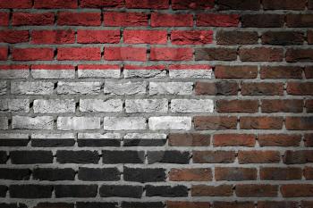 Dark brick wall texture - flag painted on wall - Yemen