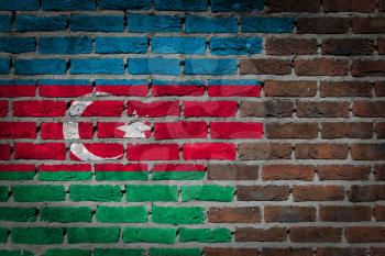 Dark brick wall texture - flag painted on wall - Azerbaijan