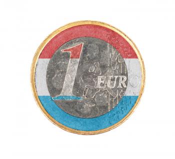 Euro coin, 1 euro, isolated on white, flag of Luxembourg