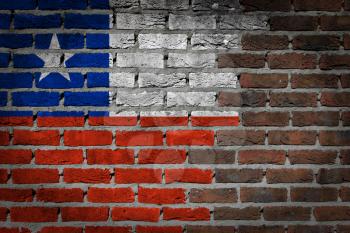 Dark brick wall texture - flag painted on wall - Chile