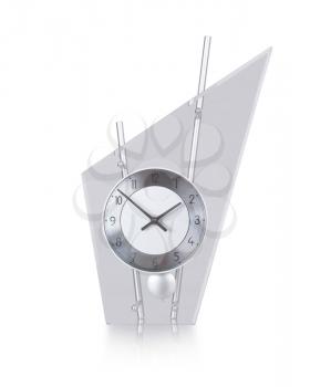 Glass clock, isolated on a white background
