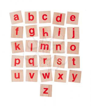 Wooden alphabet blocks isolated on white background