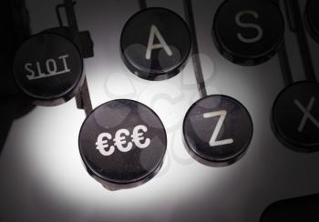Typewriter with special buttons, euros