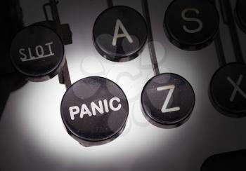 Typewriter with special buttons, panic