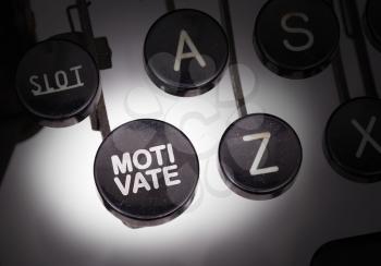 Typewriter with special buttons, motivate