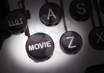 Typewriter with special buttons, movie