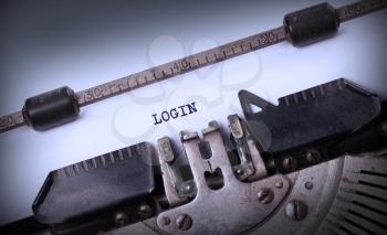 Vintage inscription made by old typewriter, Login