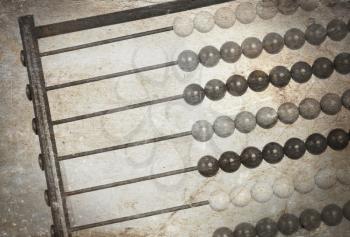 Vintage picture of an old abacus - dirty and scratched image