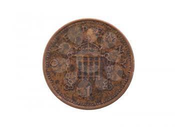 Old penny coin isolated on a white background