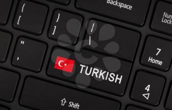 Enter button with flag Turkey - Concept of language (learning or translate)