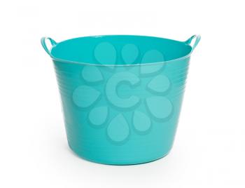 Blue color plastic basket, isolated on white