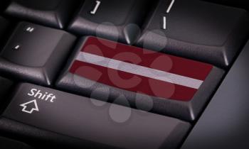 Flag on button keyboard, flag of Latvia