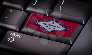 Flag on button keyboard, flag of Arkansas