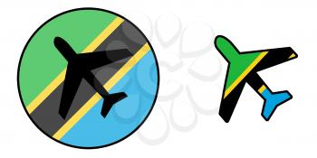 Nation flag - Airplane isolated on white - Tanzania