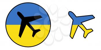 Nation flag - Airplane isolated on white - Ukraine